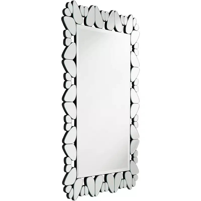 Specchio da parete decorativo rettangolare Possini Euro Design Veneto, con cornice in vetro tagliato dal motivo moderno, 71 cm di larghezza, per bagno, camera da letto, soggiorno, ufficio