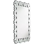 Specchio da parete decorativo rettangolare Possini Euro Design Veneto, con cornice in vetro tagliato dal motivo moderno, 71 cm di larghezza, per bagno, camera da letto, soggiorno, ufficio
