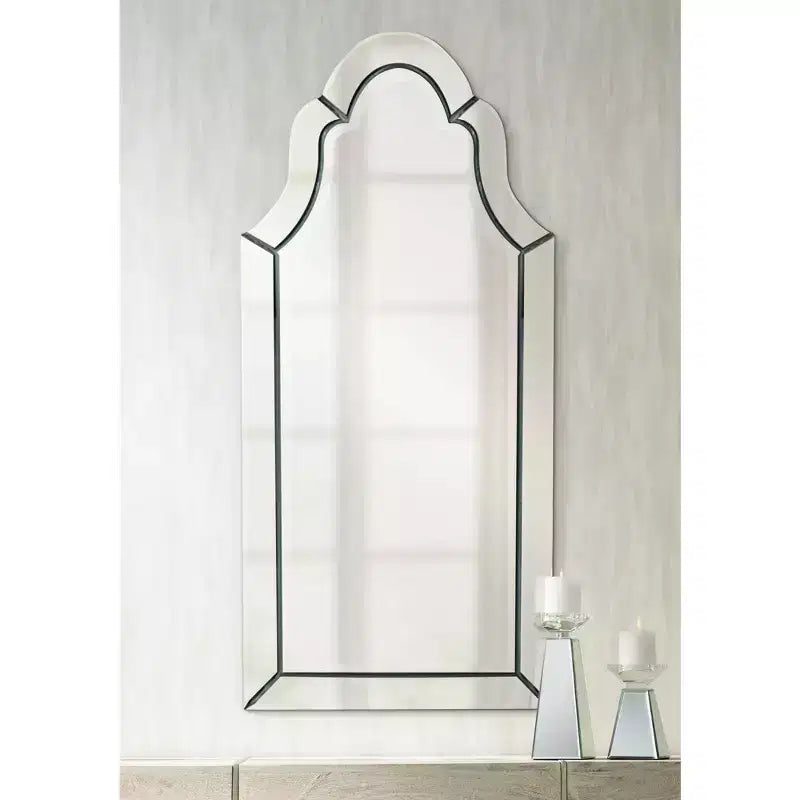 Uttermost Specchio a Parete con Parte Superiore Ad Arco per Toeletta Moderno Bordo Smussato Lucido Telaio in Vetro Specchiato 21 di Larghezza per Bagno Camera da Letto Casa