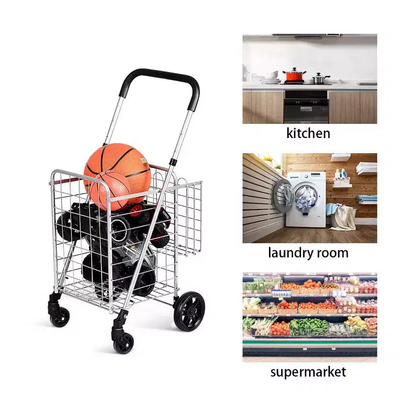 Costway Carrello Pieghevole per Spesa Cesto Carrello Portatile con Manico Regolabile Nuovo