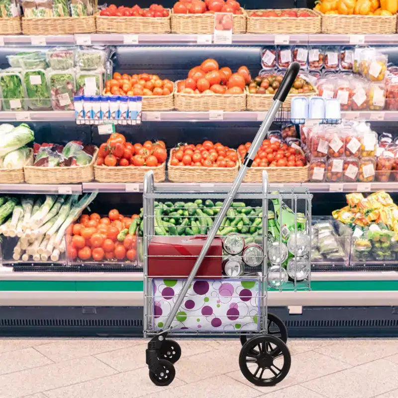 Costway Carrello Pieghevole per Spesa Cesto Carrello Portatile con Manico Regolabile Nuovo
