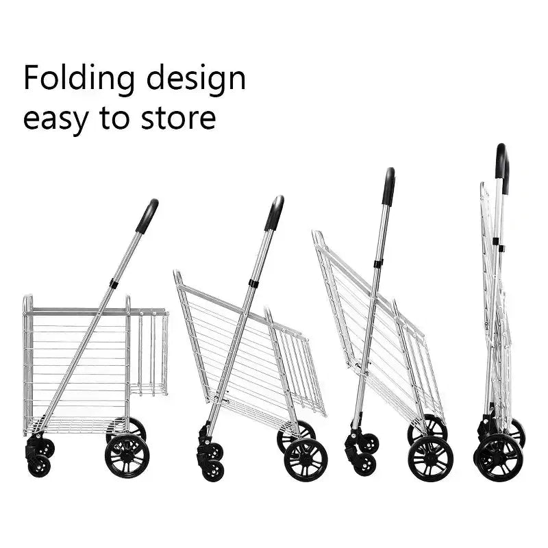 Costway Carrello Pieghevole per Spesa Cesto Carrello Portatile con Manico Regolabile Nuovo
