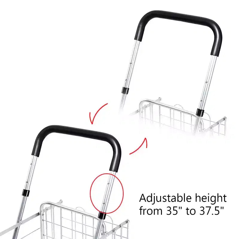 Costway Carrello Pieghevole per Spesa Cesto Carrello Portatile con Manico Regolabile Nuovo