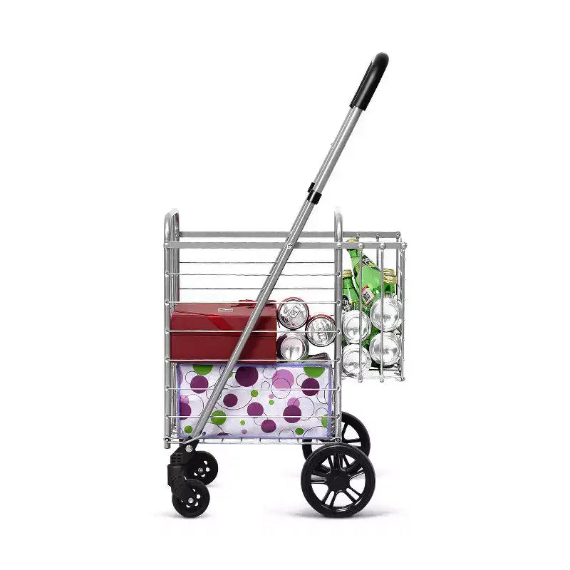 Costway Carrello Pieghevole per Spesa Cesto Carrello Portatile con Manico Regolabile Nuovo