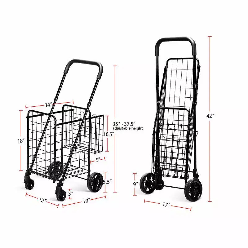 Costway Carrello Pieghevole per Spesa Cesto Carrello Portatile con Manico Regolabile Nuovo