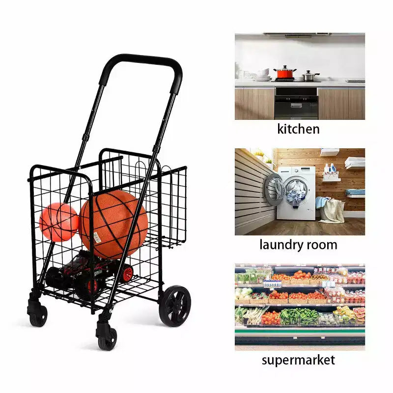 Costway Carrello Pieghevole per Spesa Cesto Carrello Portatile con Manico Regolabile Nuovo