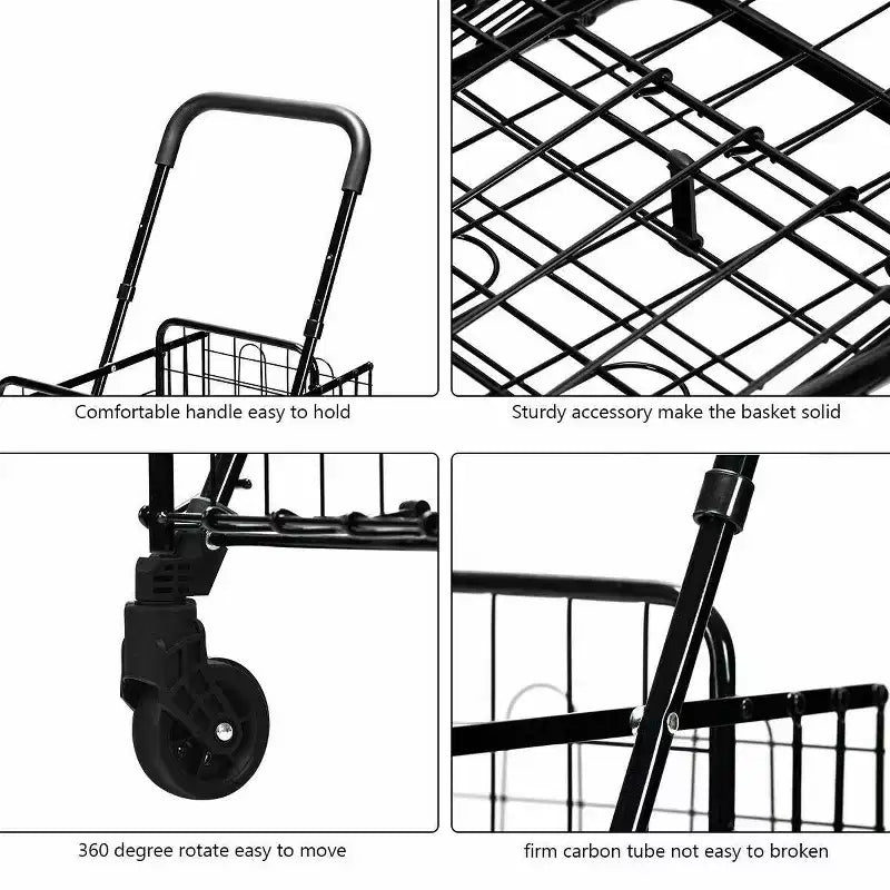 Costway Carrello Pieghevole per Spesa Cesto Carrello Portatile con Manico Regolabile Nuovo