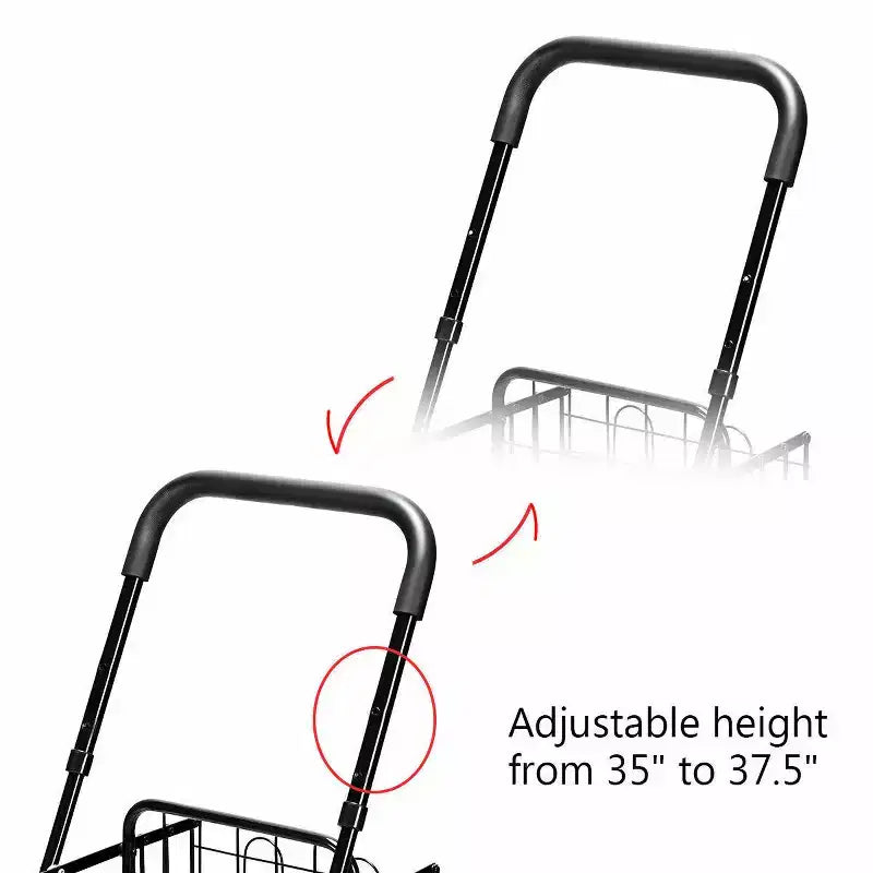 Costway Carrello Pieghevole per Spesa Cesto Carrello Portatile con Manico Regolabile Nuovo