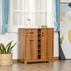 HOMCOM Mobile Bar Retrò per 6 Bottiglie, Credenza Scaffale per Vino con Portabicchieri e 1 Cassetto, Marrone