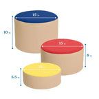 Set di 3 sgabelli a ceppo colorati SoftZone