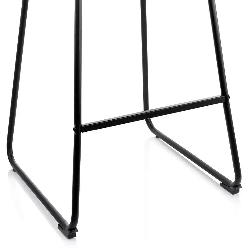 Sgabello da bar trapuntato in velluto Elama, set da 2, blu con gambe in metallo
