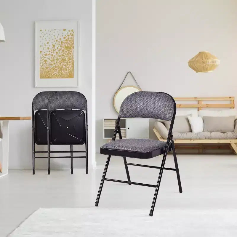 Costway Set di 4 Sedie Pieghevoli con Seduta Imbottita in Tessuto e Telaio in Metallo per Casa e Ufficio