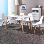 COSTWAY Set di 4 Sedie da Pranzo in Stile Moderno di Metà Secolo con Gambe in Legno