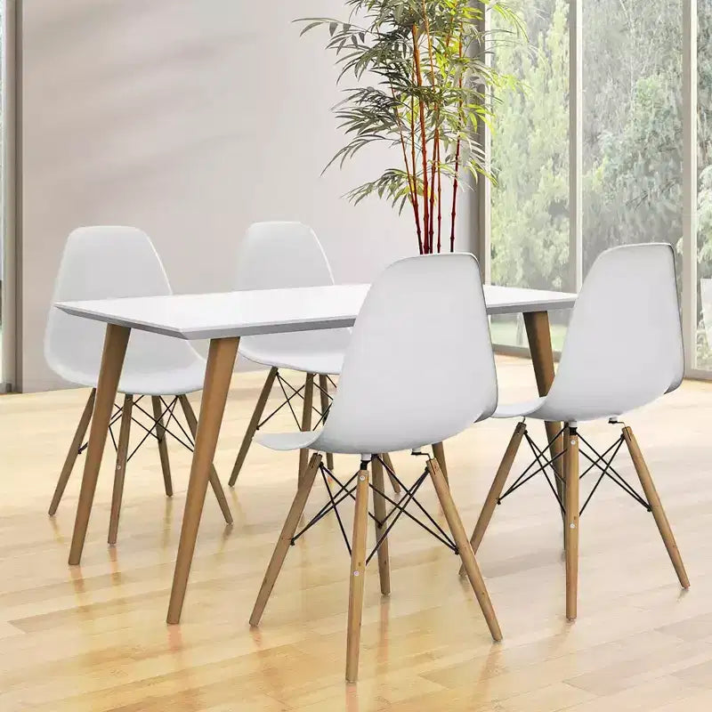 COSTWAY Set di 4 Sedie da Pranzo in Stile Moderno di Metà Secolo con Gambe in Legno