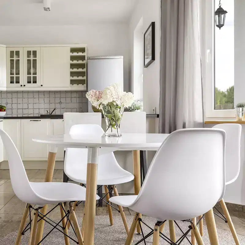 COSTWAY Set di 4 Sedie da Pranzo in Stile Moderno di Metà Secolo con Gambe in Legno