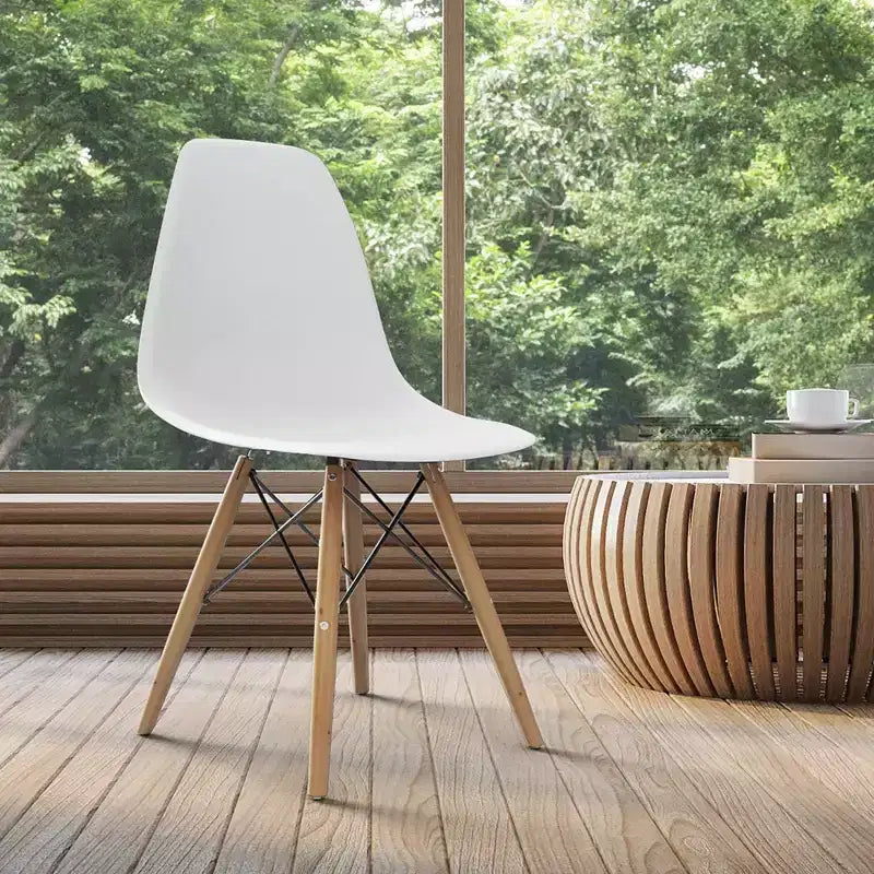 COSTWAY Set di 4 Sedie da Pranzo in Stile Moderno di Metà Secolo con Gambe in Legno