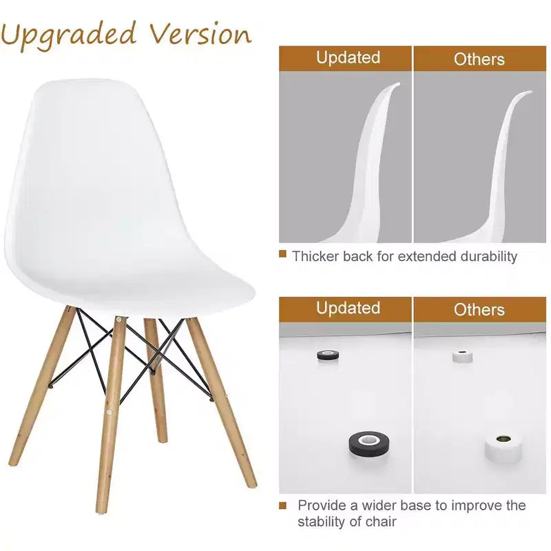 COSTWAY Set di 4 Sedie da Pranzo in Stile Moderno di Metà Secolo con Gambe in Legno