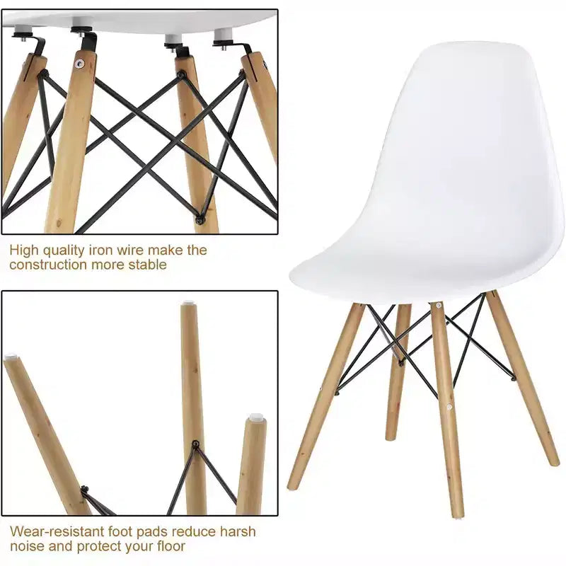 COSTWAY Set di 4 Sedie da Pranzo in Stile Moderno di Metà Secolo con Gambe in Legno
