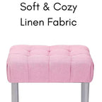 BirdRock Home Pouf poggiapiedi rettangolare trapuntato rosa con gambe argentate