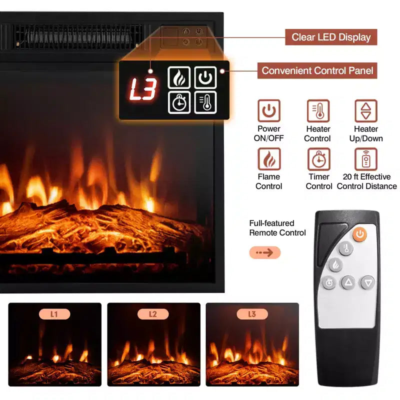 Costway Mobile TV da 48'' con Camino Elettrico da 1400W per TV fino a 50 Pollici Bianco / Naturale / Nero