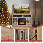 Costway Mobile TV da 48'' con Camino Elettrico da 1400W per TV fino a 50 Pollici Bianco / Naturale / Nero