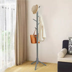 Appendiabiti da terra in legno Costway, Organizer per ingresso con 8 ganci e 2 altezze, Grigio/Noce