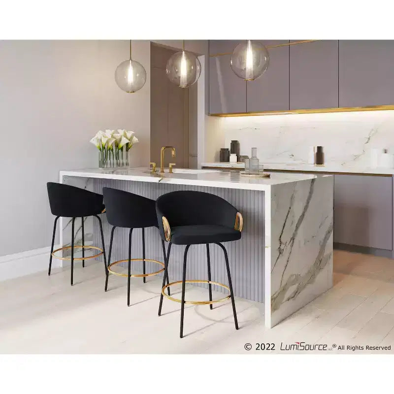 Set di 2 sgabelli da bar Claire imbottiti ad altezza bancone - Lumisource