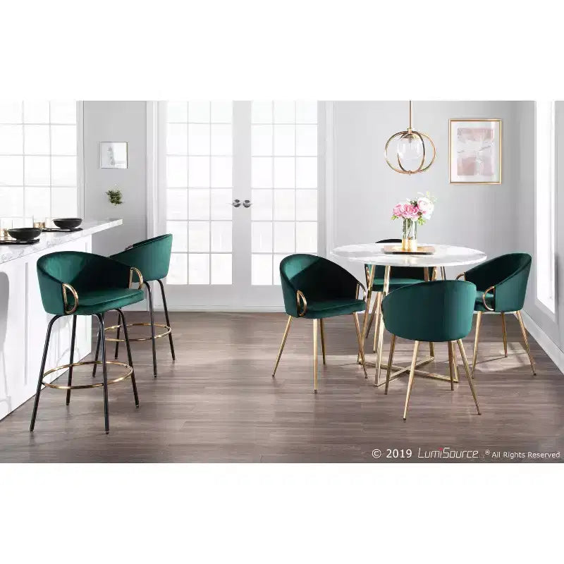 Set di 2 sgabelli da bar Claire imbottiti ad altezza bancone - Lumisource