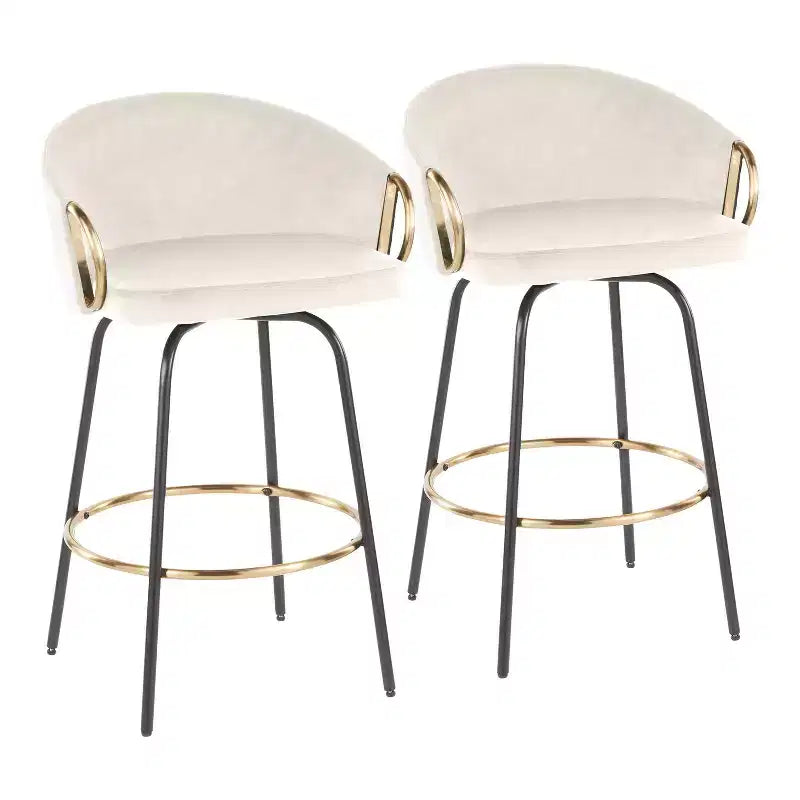 Set di 2 sgabelli da bar Claire imbottiti ad altezza bancone - Lumisource