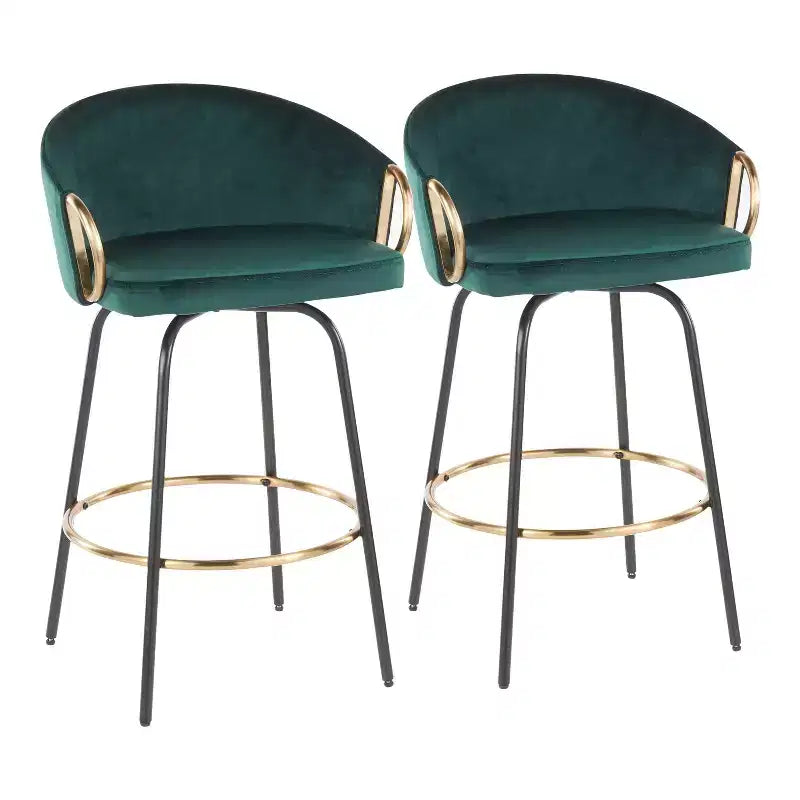 Set di 2 sgabelli da bar Claire imbottiti ad altezza bancone - Lumisource