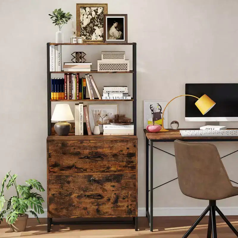 Classificatore verticale a 2 cassetti Costway con serratura e libreria, formato Letter