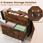 Classificatore verticale a 2 cassetti Costway con serratura e libreria, formato Letter