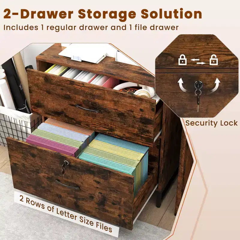 Classificatore verticale a 2 cassetti Costway con serratura e libreria, formato Letter