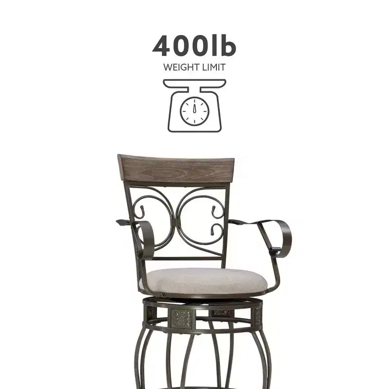 Sgabello da bar con braccioli girevole in similpelle e metallo Nora Big and Tall - Linon