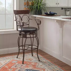 Sgabello da bar con braccioli girevole in similpelle e metallo Nora Big and Tall - Linon