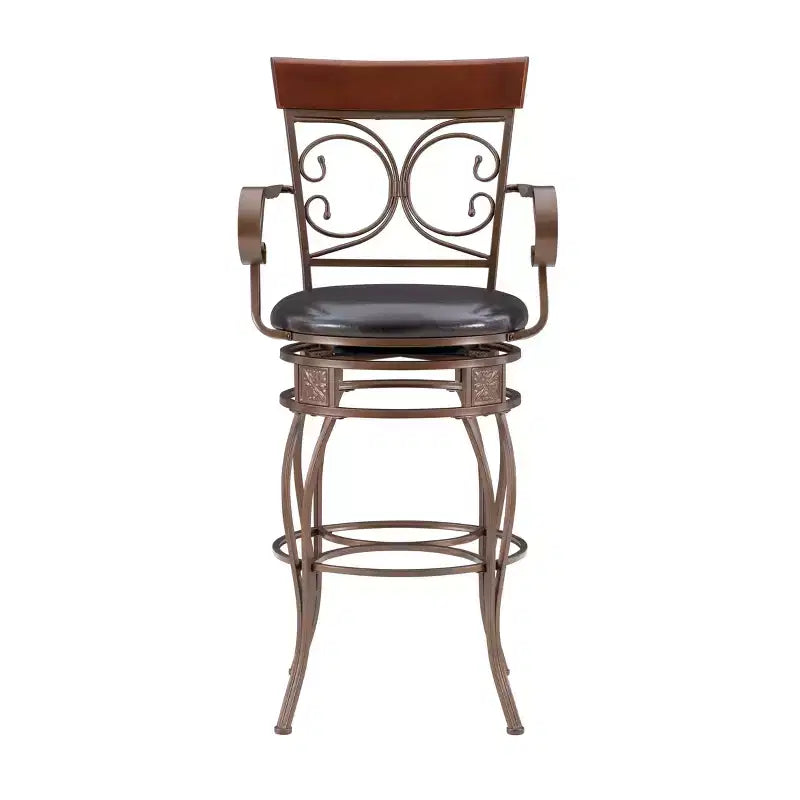 Sgabello da bar con braccioli girevole in similpelle e metallo Nora Big and Tall - Linon