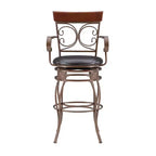 Sgabello da bar con braccioli girevole in similpelle e metallo Nora Big and Tall - Linon