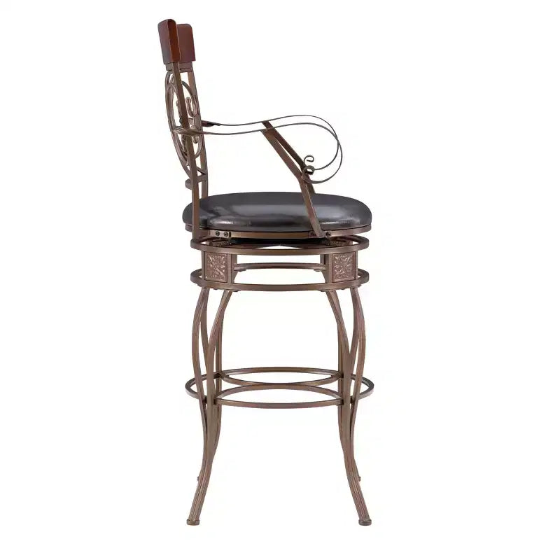 Sgabello da bar con braccioli girevole in similpelle e metallo Nora Big and Tall - Linon