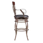 Sgabello da bar con braccioli girevole in similpelle e metallo Nora Big and Tall - Linon
