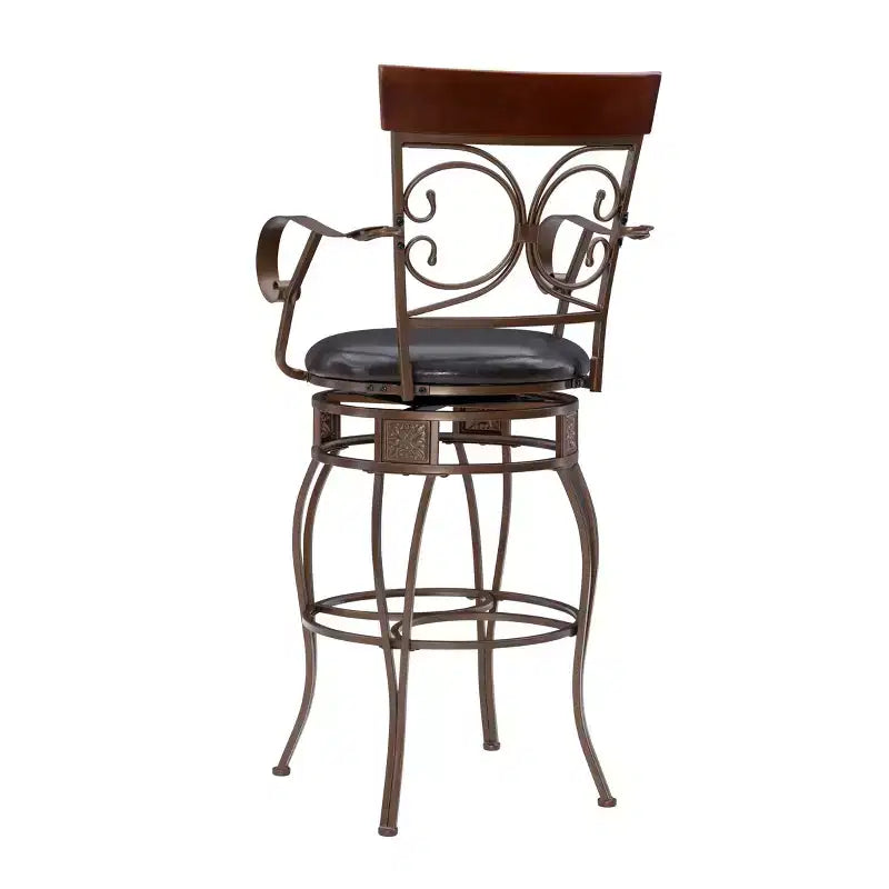 Sgabello da bar con braccioli girevole in similpelle e metallo Nora Big and Tall - Linon