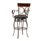 Sgabello da bar con braccioli girevole in similpelle e metallo Nora Big and Tall - Linon