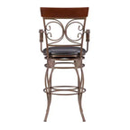 Sgabello da bar con braccioli girevole in similpelle e metallo Nora Big and Tall - Linon