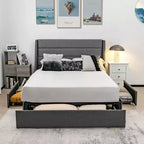 Struttura letto a piattaforma Costway con 3 cassetti contenitore, base materasso grigia