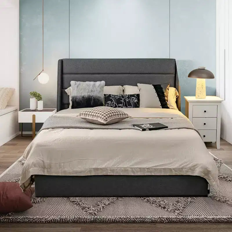 Struttura letto a piattaforma Costway con 3 cassetti contenitore, base materasso grigia