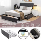 Struttura letto a piattaforma Costway con 3 cassetti contenitore, base materasso grigia