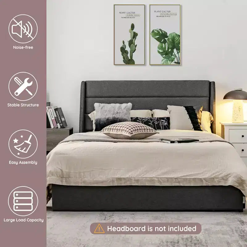 Struttura letto a piattaforma Costway con 3 cassetti contenitore, base materasso grigia