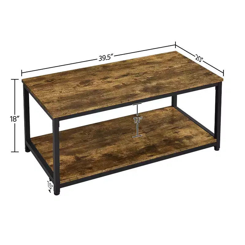 Yaheetech Tavolino da Salotto Industriale in Legno con Ripiano Contenitore