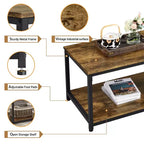 Yaheetech Tavolino da Salotto Industriale in Legno con Ripiano Contenitore