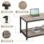 Yaheetech Tavolino da Salotto Industriale in Legno con Ripiano Contenitore