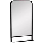 HOMCOM Specchio Rettangolare da Parete Moderno 34 x 21 con Ripiano, Specchio per Soggiorno, Camera da Letto, Nero